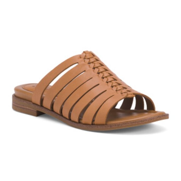 NEW Comfortiva Dasya Slide Sandals - Leather in Luggage For Women 253 3M2 - Picture 2 of 4